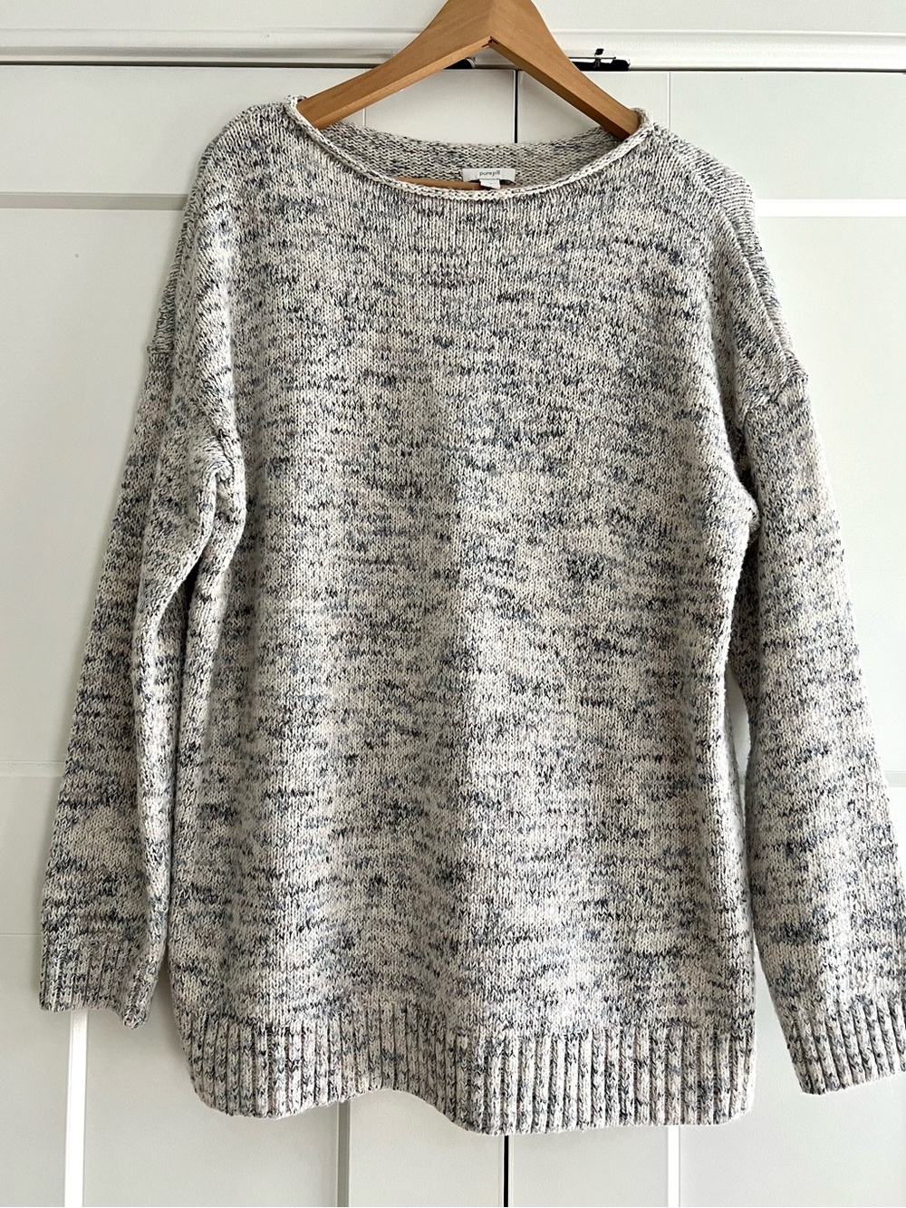 Pure Jill J.Jill Marled Space Dye Knit Roll Neck Tunic Sweater Medium Coastal